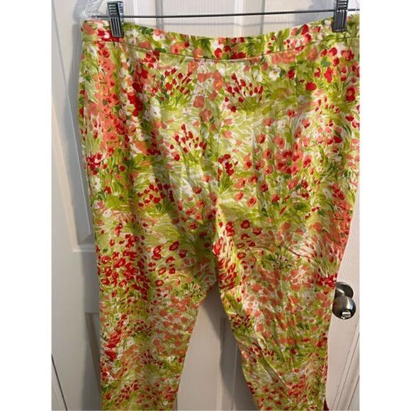 Rafael Yellow and orange floral flat front pants. Size 16 - Picture 5 of 5